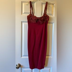 Moschino midi red/burgundy dress. New with tags. $645 original price. Sz 10 US.